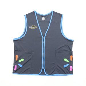 Proud Walmart Associate Adult XL Employee Uniform Vest Zip Rainbow Blue FLAW